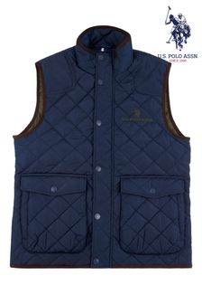 U.S. Polo Assn. Mens Blue Quilted Hacking Gilet (533290) | €142