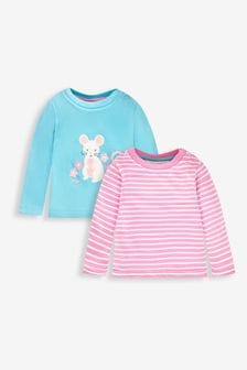 鸭蛋蓝色的老鼠 - Jojo Maman Bébé 2件裝貼花條紋嬰兒上衣 (533322) | NT$910