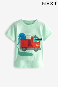 Mint Green Fire Engine - Short Sleeve Interactive Character T-shirt (3mths-7yrs) (533561) | kr130 - kr160