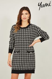 Yumi Black Checked Knitted Tunic Dress (533611) | kr714