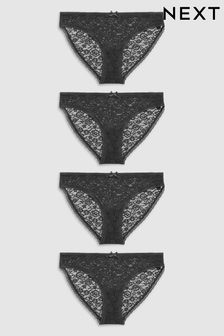 Black Bikini Lace Knickers 4 Pack (534057) | R267