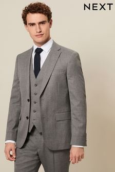 Jasnoszary - Slim Fit Textured Wool Suit (534113) | 600 zł