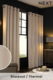 Oatmeal Matte Velvet Blackout/Thermal Eyelet Curtains (534601) | €66 - €179
