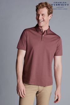 אדום - חולצת פולו ג׳רזי חלקה עם שרוול קצר של Charles Tyrwhitt (534919) | ‏302 ‏₪
