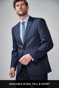 Blue Tailored Fit Check Suit: Jacket (534983) | 56 €