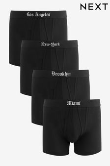 Black City Names Waistband 4 pack A-Front Boxers (535166) | €29