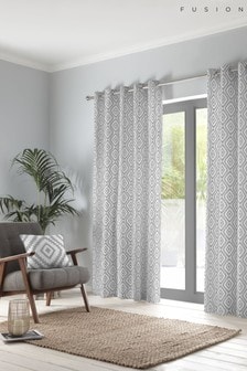 Fusion Silver Navaho Cotton Eyelet Curtains (535419) | kr425 - kr849