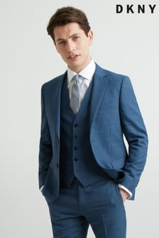 חליפה מבד ארוג בצבע כחול לקיץ בגזרה צרה של DKNY: ז'קט (535637) | ‏681 ₪