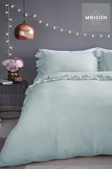 Maison Duck Egg Blue Wash Ruffle Cotton Duvet Cover And Pillowcase Set (535695) | €41 - €82