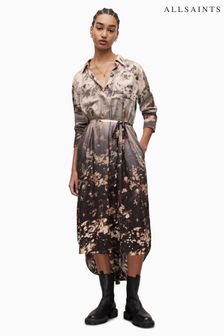 AllSaints Brown Ombre Eva Gaia Short Sleeve Dress (536027) | SGD 579