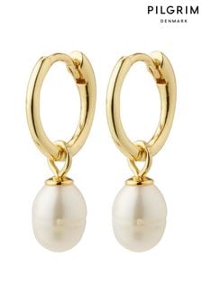 PILGRIM Gold Berthe Pearl Hoops Earrings (536692) | LEI 179