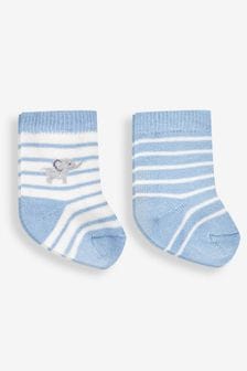 JoJo Maman Bébé Blue Elephant 2-Pack Baby Socks (537031) | €9