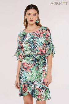 Apricot Cream Multi Painterly Tropical Chiffon Dress (537107) | MYR 210