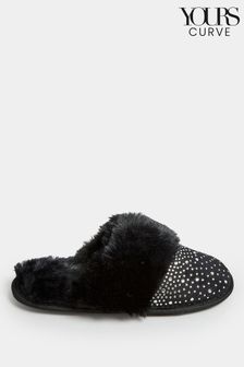 Yours Curve Black Wide Fit Diamante Mules Slippers (537525) | 34 €