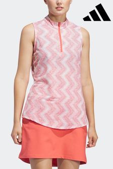 Розовый - Adidas Golf Womens Ultimate365 Ottoman Printed Sleeveless Polo Blouse (537823) | €50