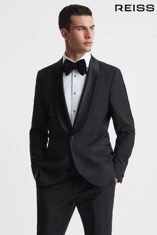 Черный - Шалевый с лацканами - Однобортный пиджак в стиле смокинга Reiss Poker Modern Fit (538372) | €499