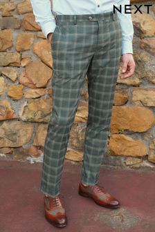 Trimmed Check Suit Trousers