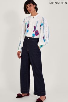 Бежевая блузка из переработанного полиэстера с вышивкой Monsoon Lorraine (538553) | €50