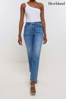 River Island Blue High Rise Slim Straight Stretch Jeans (538555) | €28