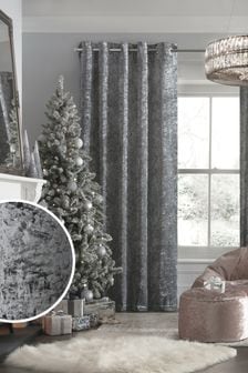 Grey Crushed Velvet Eyelet Lined Curtains (538860) | 30 € - 72 €