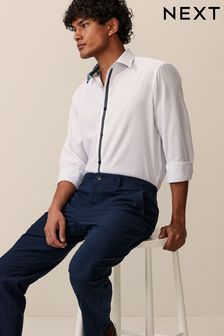 White Single Cuff Trimmed Formal Shirt (539339) | 155 SAR