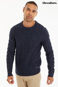 Threadbare Blue Cable Knit Crew Neck Jumper (539642) | SGD 54