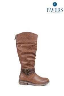 Pavers Buckle Detail Smart Brown Boots (540087) | 328 LEI