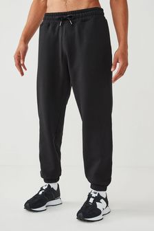 Black Relaxed Fit Cotton Blend Cuffed Joggers (540402) | EGP790