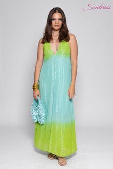 Zelena batik dolga obleka brez rokavov Sundress (540406) | €77