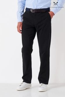 Czarny - Bawełniane spodnie wizytowe z prostymi nogawkami Crew Clothing Company (540634) | 205 zł