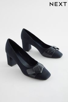 Navy Forever Comfort® Square Toe Bow Court Shoes (540861) | kr394