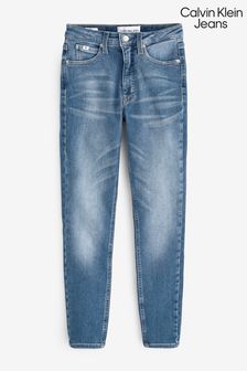 Niebieskie dżinsy rurki z wysokim stanem Calvin Klein (540889) | 285 zł