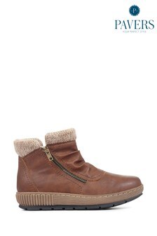 Pavers Tan Ladies Wedge Ankle Boots (540993) | $66