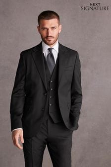 Black Slim Fit Signature Wool Suit (541045) | OMR56