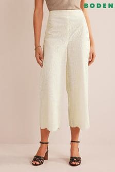 Boden Cream Embroidered Wide Leg Trousers (541093) | €111