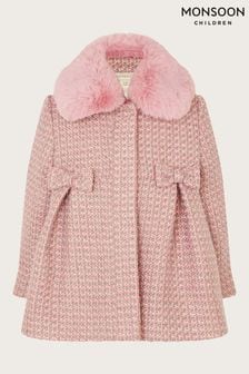 Monsoon Grey Baby Tweed Faux Fur Collar Coat (541225) | €69 - €75