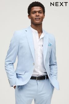 Light Blue Skinny Fit Pipe Trimmed Suit (541751) | OMR34