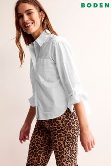 Boden White Relaxed Cotton-Poplin Shirt (541841) | $130