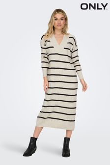 ONLY Black Crome V-Neck Midi Knitted Jumper Dress (541902) | 49 €