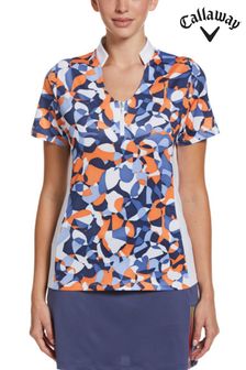 Callaway Apparel Ladies Blue Abstract Floral Polo Shirt (542229) | €25