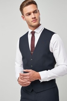 Navy Wool Blend Stretch Suit: Waistcoat (542416) | 19 €