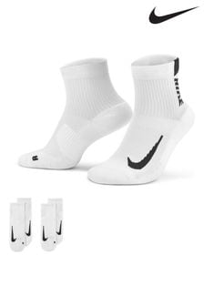 Blanco - Pack de dos pares de calcetines tobilleros de correr de Nike (542436) | 24 €