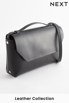 Black - Smooth Leather Cross Body Bag (542646) | kr780