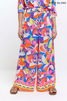 River Island Bright Blue Abstract Palazzo Trousers (542679) | €21.50