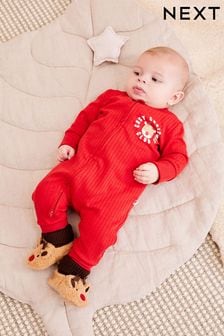 Rot - Baby Fußloser Schlafanzug mit Weihnachtsmotiven (0 Monate bis 3 Jahre) (542899) | 7 € - 8 €