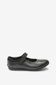 Black Standard Fit (F) School Leather Mary Jane Brogues (542940) | ₪ 102 - ₪ 129