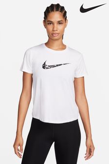 Blanc - Nike haut de course Dri-fit One Swoosh à manches courtes (543004) | €45