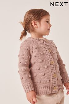 Marron mink - Cardigan à pompons en maille épaisse (3 mois - 10 ans) (543308) | €14 - €17