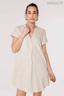 乳白色 - Apricot Front Pleat V-neck Mix Dress (543468) | NT$1,630