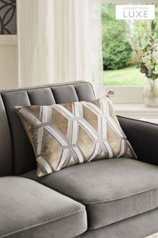 Light Grey Collection Luxe Velvet Geo 40 x 59cm Cushion (543500) | $48